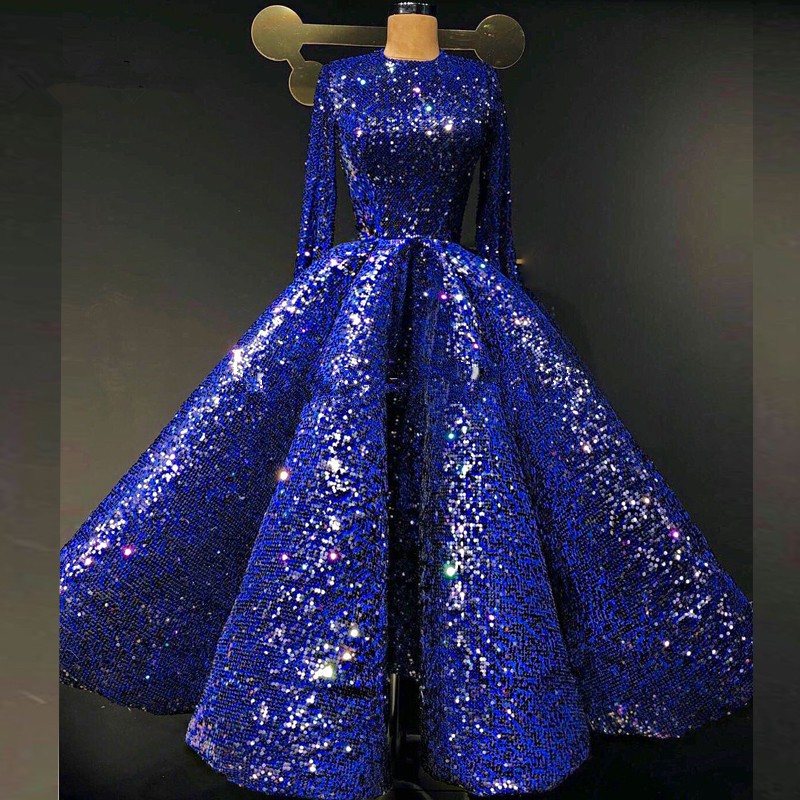 Royal Blue Sequined Evening Dresses Jewel Long Sleeves Sequins Sparkle Islamic Dubai Saudi Arabic Prom Dress Ball Gown Cheap Party Gowns, White
Royal Blue Sequined Evening Dresses Jewel Long Sleeves Sequins Sparkle Islamic Dubai Saudi Arabic Prom Dress Ball Gown Cheap Party Gowns, White