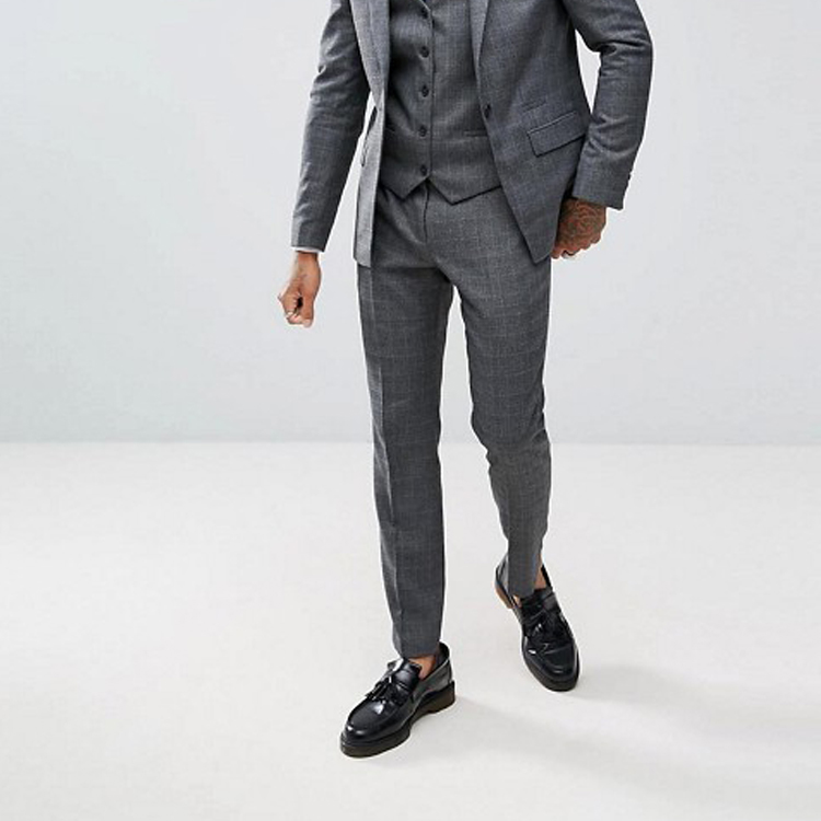 Gray Men Wedding Tuxedos Classic Fit Shawl Lapel Groom Wear One Button Formal Business Blazer (Jacket+Vest+Pants)