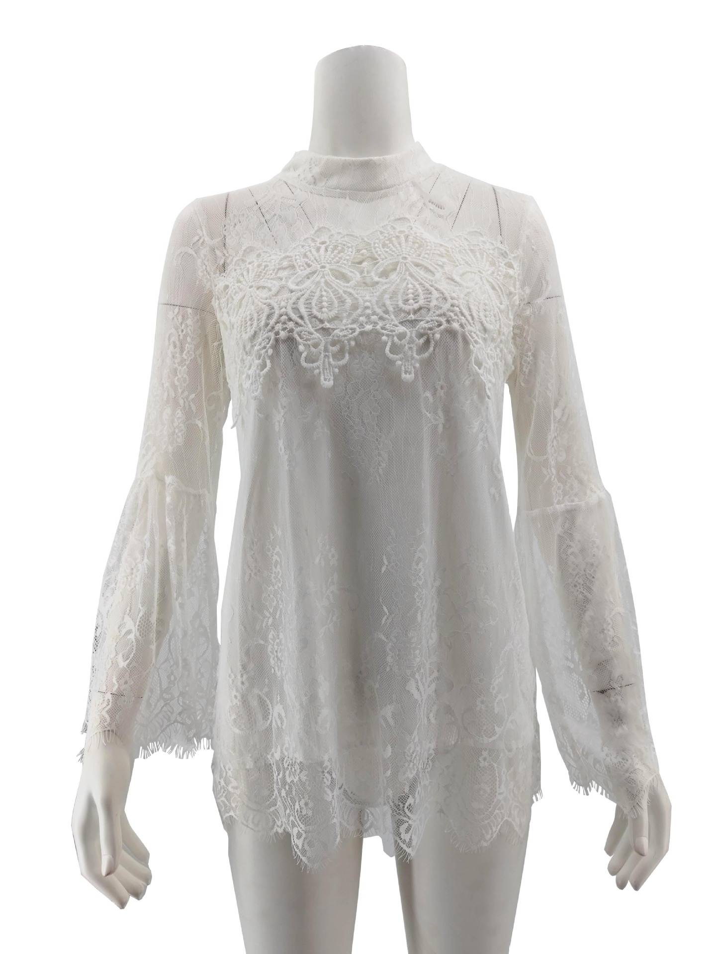 2020 Elegant white lace blouse shirt Sexy hollow out embroidery feminine blouse Women long irregular sleeve summer tops female
2020 Elegant white lace blouse shirt Sexy hollow out embroidery feminine blouse Women long irregular sleeve summer tops female
