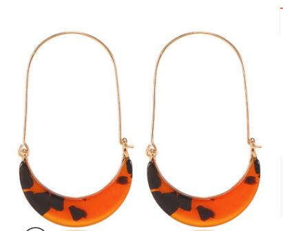European and American new earrings creative alloy crescent acrylic acetate leopard plate earrings big ear hook earrings WY711