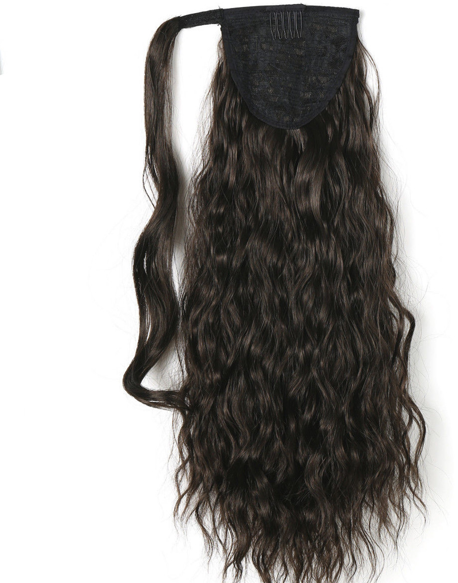 Curly human hair ponytail hairpiece wraps around clip natural cron Curly wave hair drawstring pony tails 140g African american ponytails