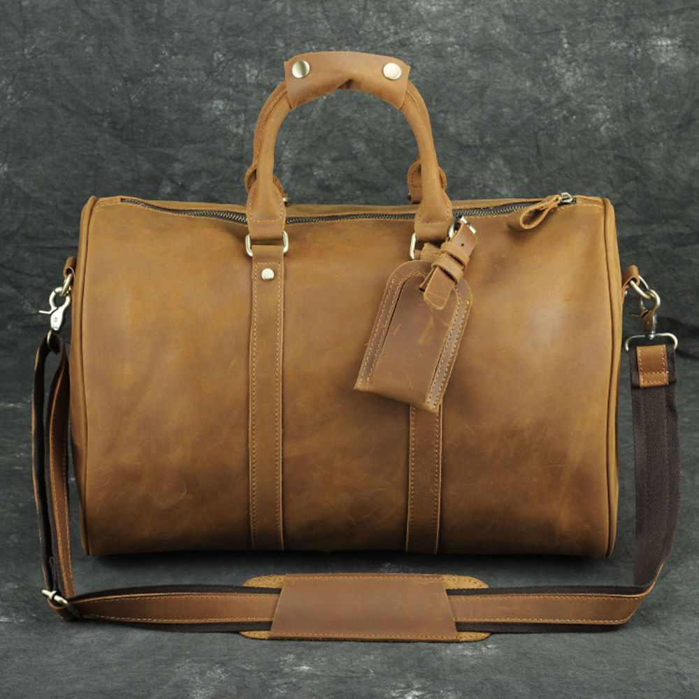 Vintage Men Travel Storage Bags Travel Totes Genuine Cow Leather Laptop Bags Cowhide Briefcases Zipper Messenger Bag Business Gift, 5 colors for choice