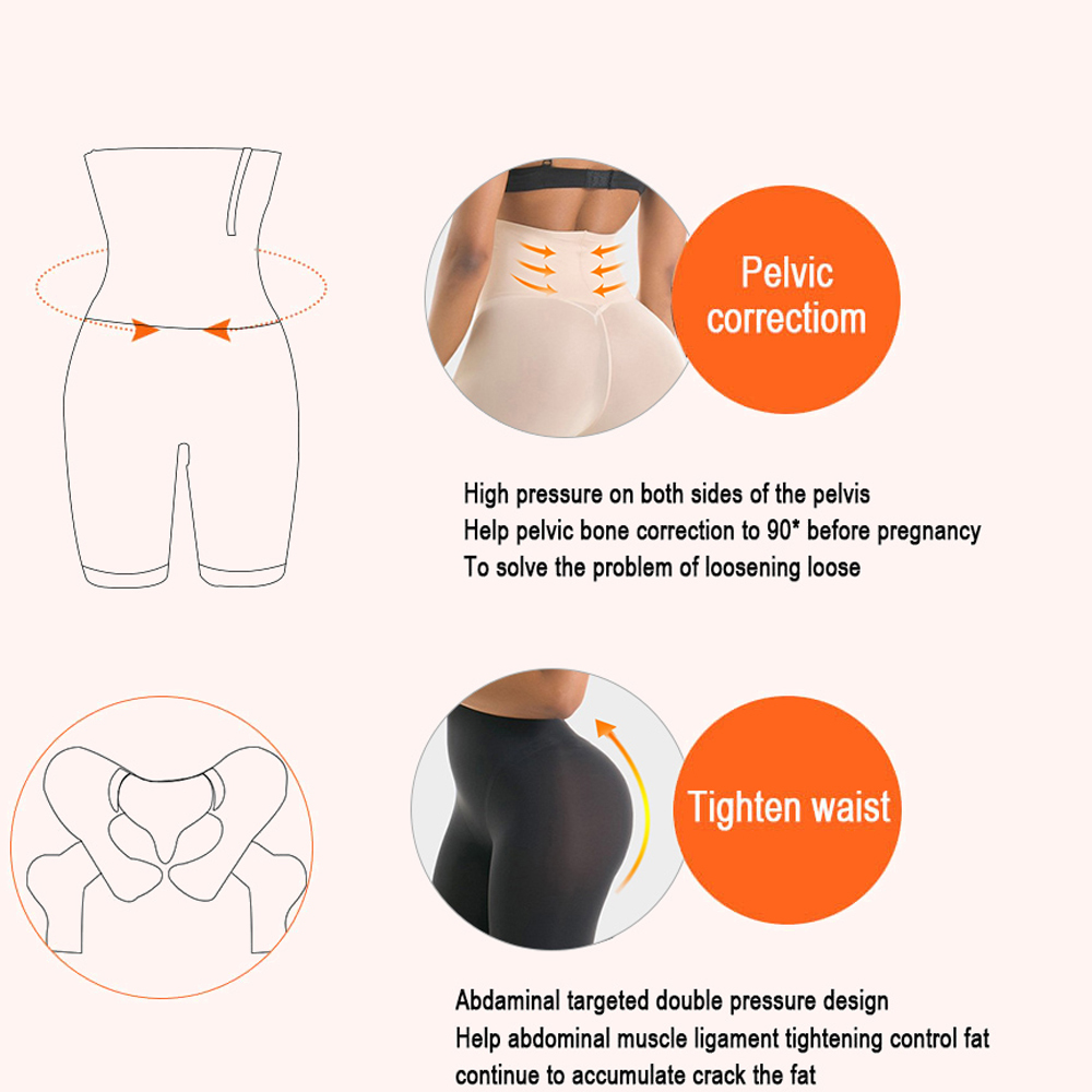 HEXIN Seamless High Waist Tummy Control Boyshort Panties Shapers Slimming Butt Booty Lifter Body Shaper Briefs Women Underwear T200529