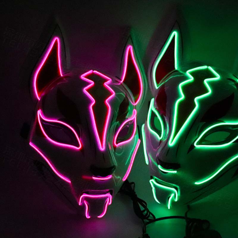 Motorcycle Masks LED Mask Fox Cat Face El Wire Light Festival Cosplay Costume Decoration Funny Election Party Masque