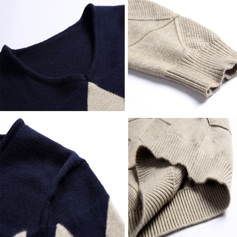 DIMUSI Autumn Winter Mens Pullover Sweater Men Turtleneck Casual V-Neck Sweater Men's Slim Fit Knitted Pullovers Clothing 3XL SH190930