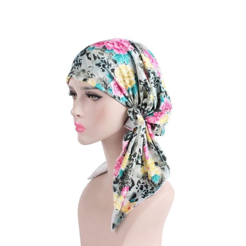 Floral Bandanas Women Lace Turban Hat India Cap Muslim Hats Hairnet Chemo Cap Flower Bonnet for Women Touca cappelli donna 2019