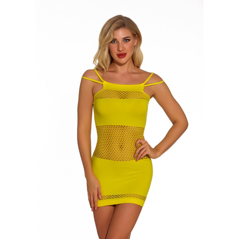 Women's High Stretch Round Neck Sexy Hollow-out Mesh Tube Mini Bodycon Nightout Clubwear Party Dress One size Multicolor