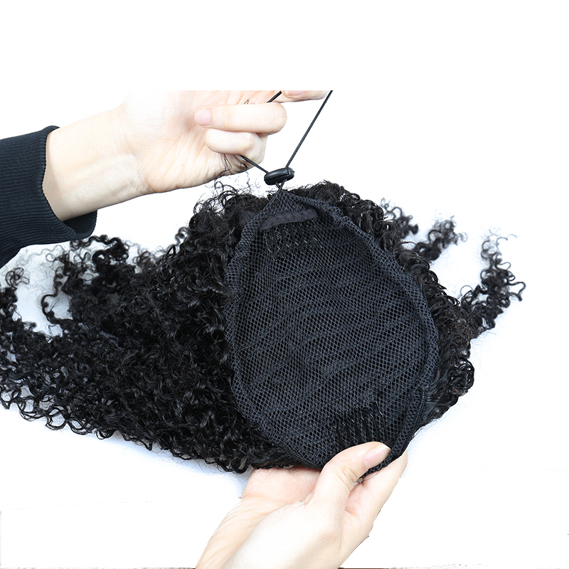 Ponytail Human Hair Brazilian Curly Ponytail Remy Clip In Extensions Natural human hair curly kinky 1 Piece wang