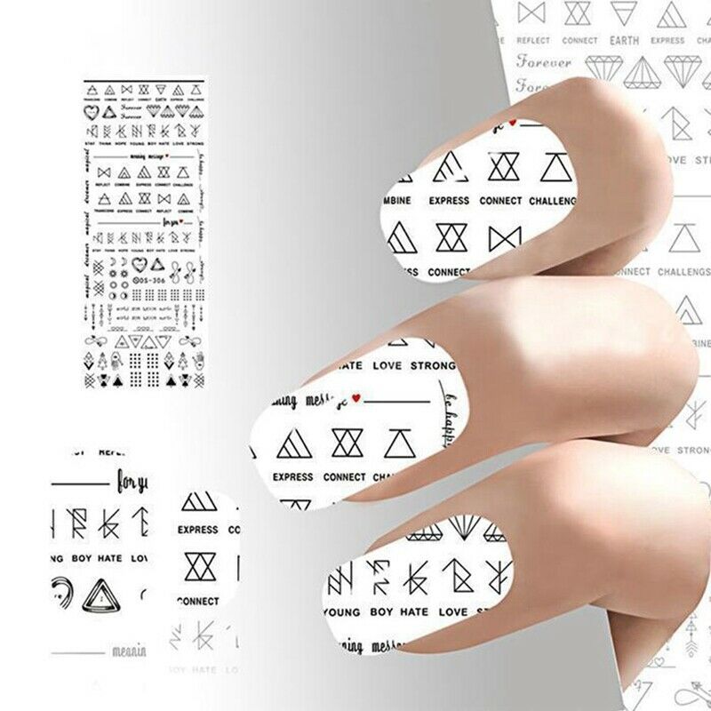 Manicure Water Applique Transfer Sticker Letter Theme Nail Decorating Technique DIY Beaut.A874
