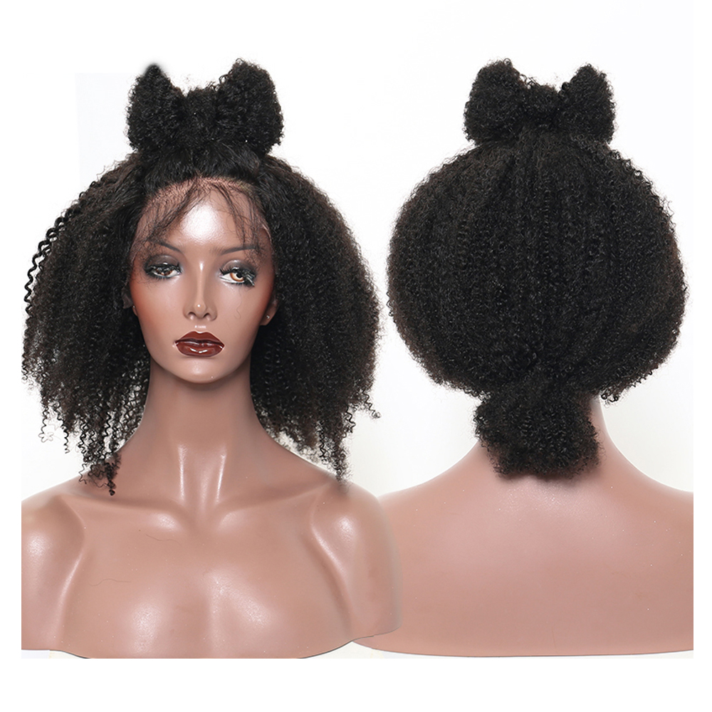 Afro Kinky Curly Human Hair Wig Short Bob 360 Lace Frontal Wig Brazilian Lace Frontal Wigs For Women 180% Long Black Remy