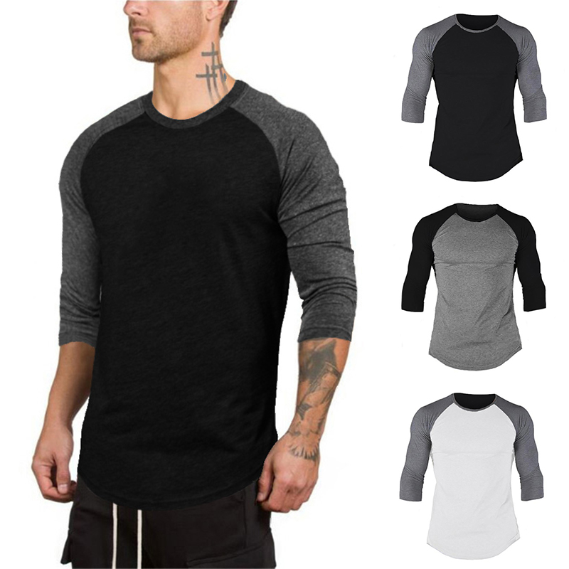 Workout Bottom Muscle Fit Striped Mens Long Sleeve Sweatshirt, Gray-black