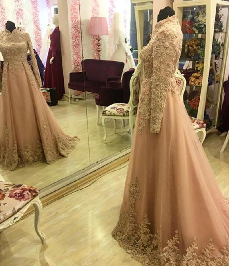 Elegant Overskirts Prom Dress Long Sleeve Dubai Indian Style High Neck Evening Gown Muslim Party Dresses Custom