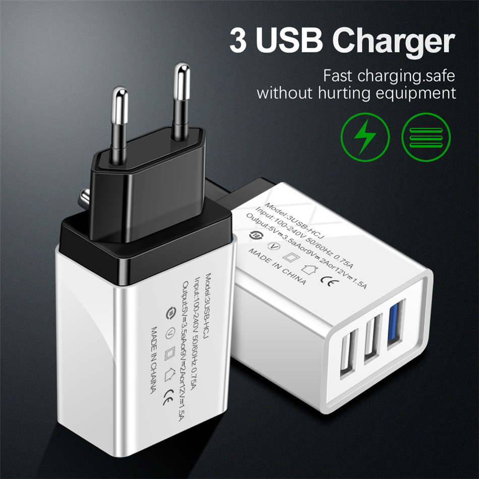 3 Ports USB Charger QC 3.0 Quick Charge USB Charger 2.1A Home Fast Charging For Iphone 11 Pro Max Samsung S10
3 Ports USB Charger QC 3.0 Quick Charge USB Charger 2.1A Home Fast Charging For Iphone 11 Pro Max Samsung S10