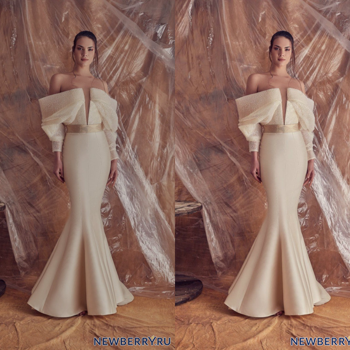 Elegant Long Sleeve Evening Dresses Off The Shoulder Floor Length Zuhair Murad Prom Dress Custom Made Formal Party Vestidos De Novia, Khaki
Elegant Long Sleeve Evening Dresses Off The Shoulder Floor Length Zuhair Murad Prom Dress Custom Made Formal Party Vestidos De Novia, Khaki