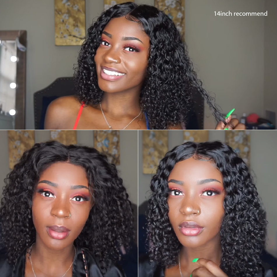 Short Curly bob Brazilian Lace Front Human Hair Wigs Glueless 360 FULL Lace human Wig for Black Women (10 inch, 150%density