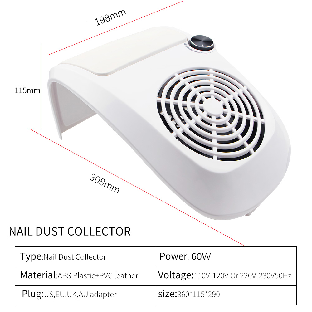 60/40W Strong Vacuum Nail Suction Duct Collector With Big Power Fan Vacuum Cleaner For Manicure Tools Nail Art Equipment
