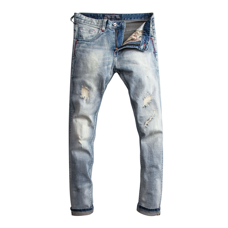 Fashion Streetwear Men Jeans Light Blue Slim Fit Patchwork Ripped Jeans Homme High Quality Italian Vintage Designer Men
Fashion Streetwear Men Jeans Light Blue Slim Fit Patchwork Ripped Jeans Homme High Quality Italian Vintage Designer Men