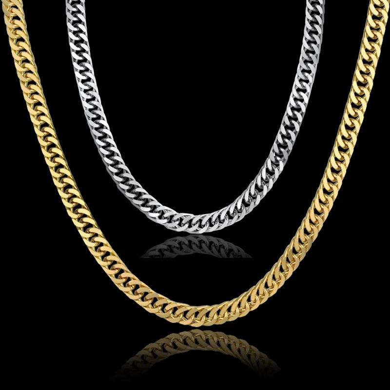 whole saleVintage Long Gold Chain For Men Chain Necklace New Trendy GoldS Color Stainless Steel Thick Bohemian Jewelry Colar Male Necklaces