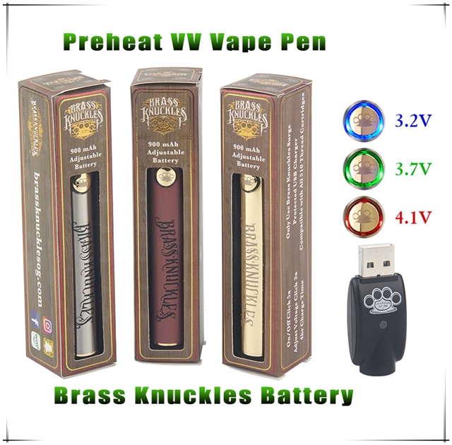 1pcs Brass Knuckles Vape Battery Wood Gold SS Vaper Pen 650 900 mAh 510 Thread eVod Adjust Volt Preheating
1pcs Brass Knuckles Vape Battery Wood Gold SS Vaper Pen 650 900 mAh 510 Thread eVod Adjust Volt Preheating
