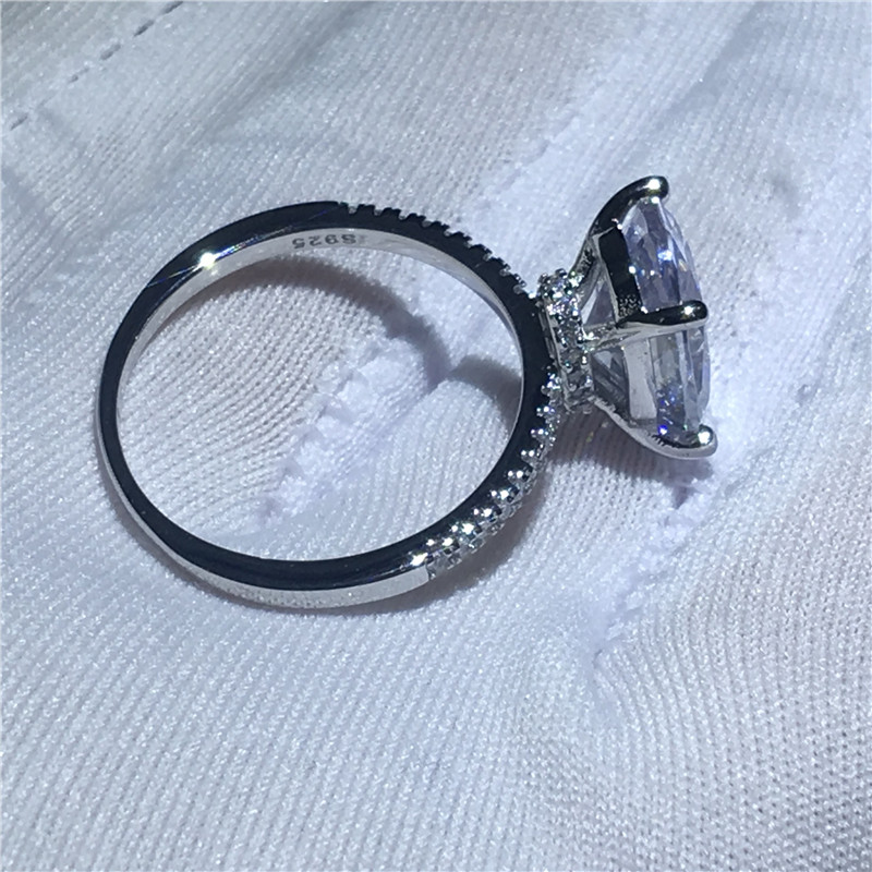 Vecalon Handmade Promise Finger Ring 925 sterling silver oval cut Diamond Party Wedding rings for women Fashion Jewelry