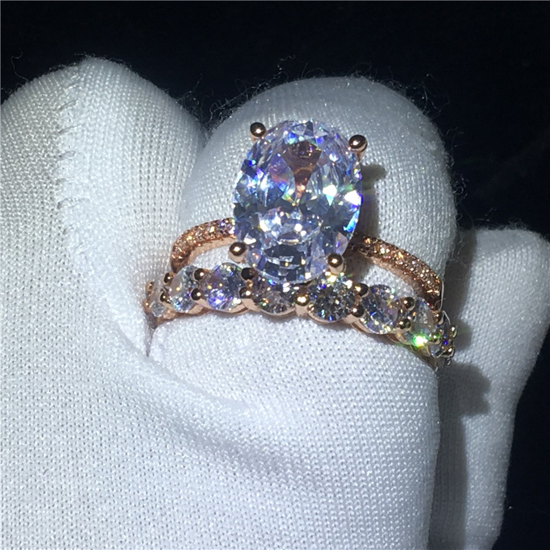 choucong Luxury Lovers Ring set 925 Sterling Silver Oval cut 3ct Diamond cz Party Wedding Band Rings For Wome men Jewelry Gift