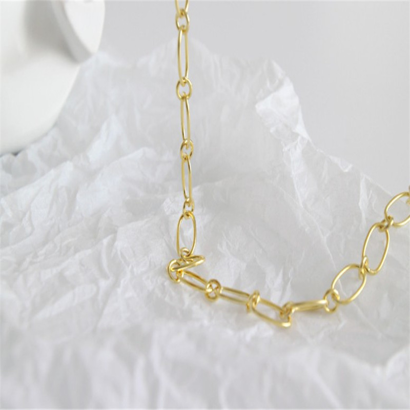 Authentic 925 Sterling Silver Irregular Circle Link Chain Choker Necklaces For Women Fashion Simple Knot Collar Jewelry