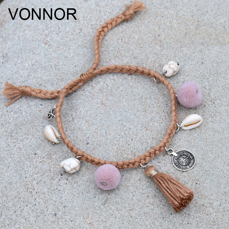 Fashionable Women Bracelets Bohemian Handmade Jewelry Adjustable Woven Cotton Rope Hanging Shell Tassel Bracelet
Fashionable Women Bracelets Bohemian Handmade Jewelry Adjustable Woven Cotton Rope Hanging Shell Tassel Bracelet