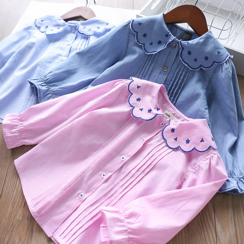 Spring 3-colors Wavy Embroidered Lapel Collar Girls Shirt Children's Clothing Wholesale Kids Long Sleeve Shirt Ruffle, Sky blue
Spring 3-colors Wavy Embroidered Lapel Collar Girls Shirt Children's Clothing Wholesale Kids Long Sleeve Shirt Ruffle, Sky blue