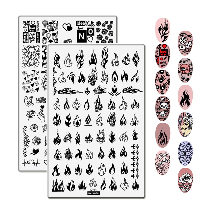 2Pcs Big Size Nail Stamping Plates Fire Balloon Footprint Flame Love Patterns Nail Art Decoration Polish Template Set 14.5*9.5cm
2Pcs Big Size Nail Stamping Plates Fire Balloon Footprint Flame Love Patterns Nail Art Decoration Polish Template Set 14.5*9.5cm