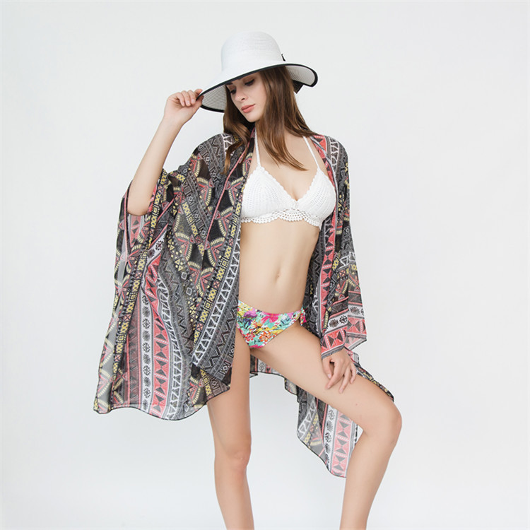 Fashion Geometric Shawl Wrap Beach Outwear with Long Sleeve Sun Proof Bikini Outer Cover
Fashion Geometric Shawl Wrap Beach Outwear with Long Sleeve Sun Proof Bikini Outer Cover
