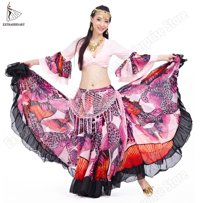 Women Tribal Belly Dance Top Skirt Costumes Vintage Gypsy Skirt Butterfly Pattern Full Circle Performance 2 Pieces Set, Pink
Women Tribal Belly Dance Top Skirt Costumes Vintage Gypsy Skirt Butterfly Pattern Full Circle Performance 2 Pieces Set, Pink