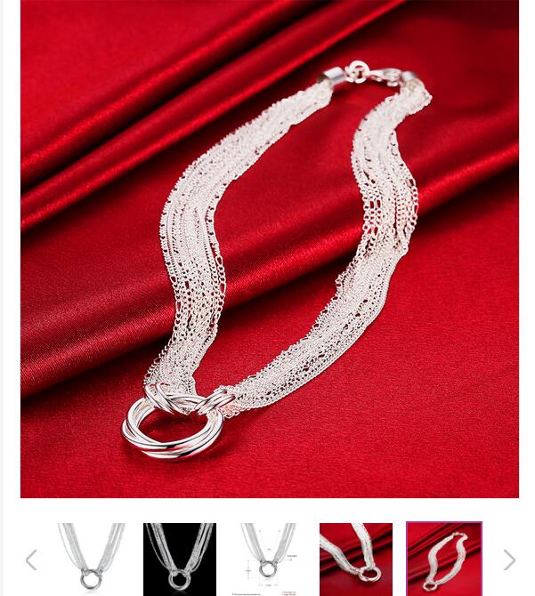 Hot sale many line three ring necklace sterling silver plate necklace SN264,wholesale fashion 925 silver Chains necklace factory direct sale