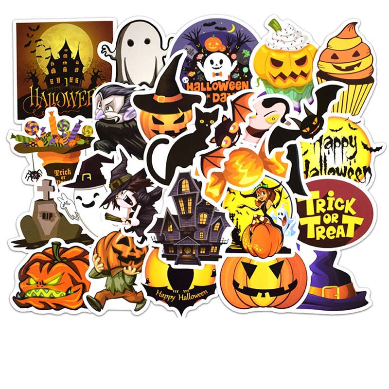 Halloween Holiday DIY Sticker Lot Posters Graffiti Skateboard Snowboard Laptop Lage Motorcycle Bike Home Decal Gifts for Kids 25pcs