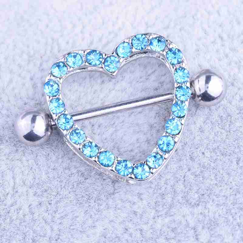 Rhinestone silver stainless steel hypoallergenic double-layer diamond love milk Beautiful Cute Jewels Amazing Flower Surgical Steel Heart Ni