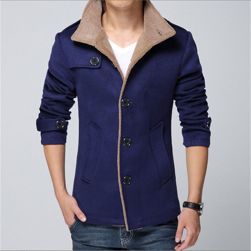 Fashion Brand Wool winter Jacket Long Trench Coat for Men Slim Fit Male Overcoat Thick Khaki trenchcoat Windbreaker High Quality
