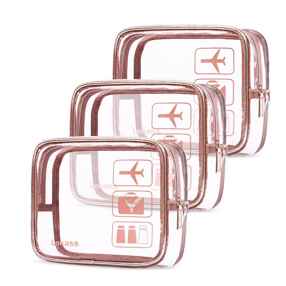 3 PCS Transparent Sacs en PVC Organisateur Voyage clair Maquillage Sac Esthéticienne Sac cosmétique de beauté Make Up Case Toiletry Sac pochette