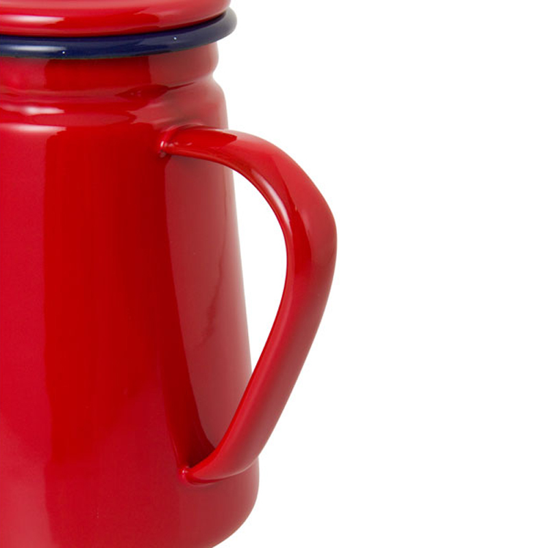 1.1L High-Grade Enamel Coffee Pot Pour over Milk Water Jug Pitcher Barista Teapot Kettle for Gas Stove and Induction Cooker Red