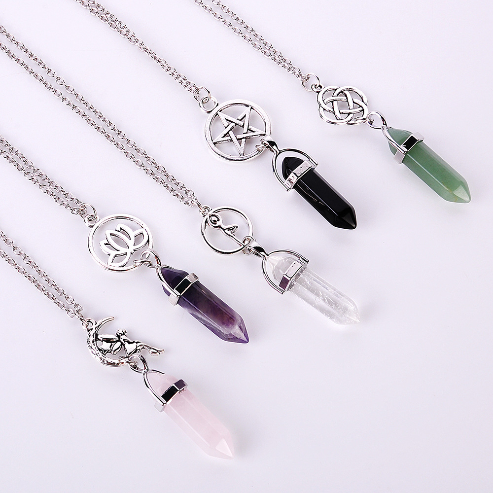 Fashion Hexagonal Prism Quartz Pendant Necklaces Star Lotus angel Natural Crystal Healing Point Chakra Stone charm chain For women Jewelry
Fashion Hexagonal Prism Quartz Pendant Necklaces Star Lotus angel Natural Crystal Healing Point Chakra Stone charm chain For women Jewelry