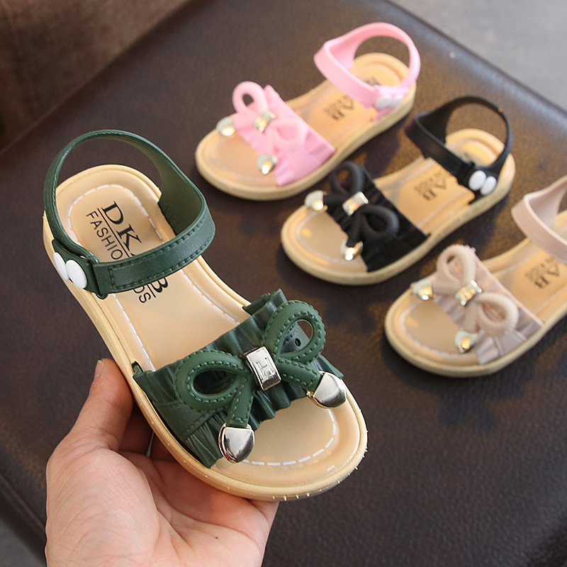 New Summer Girls Sandals Cute Bowtie Kids Shoes Big Girl Princess Shoes Casual Children Sandals Baby Toddler Sandal Beach Slides