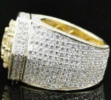 Whole Men039s Iced Out Cubic Zircon Bling Ring Gold Color Hexagon Full CZ Jewelry Micro Paved Iced Out Cubic Zircon Rings