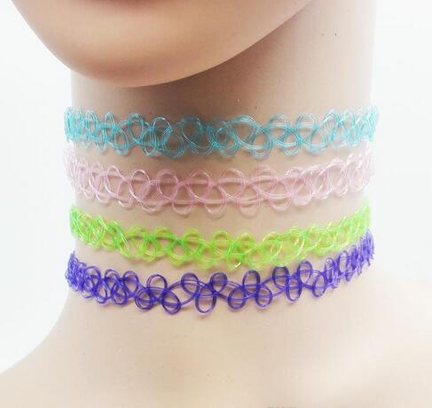 Fashion Street Style Sexy Women Retro Tattoo Choker Stretch Necklace Woman Vintage Elastic Punk Necklaces Jewelry Gift SHU9
