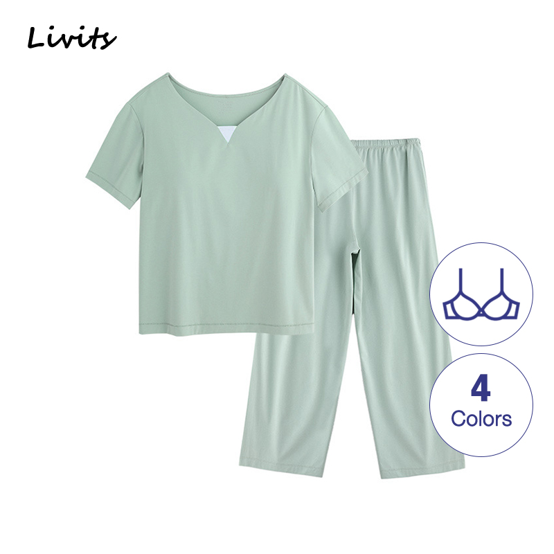 Women's Pajamas Sets Built-in Bra Modal Elastic Short Sleeve Pyjamas Sleepwear Nightwear Loungewear Casual For Female
Women's Pajamas Sets Built-in Bra Modal Elastic Short Sleeve Pyjamas Sleepwear Nightwear Loungewear Casual For Female
