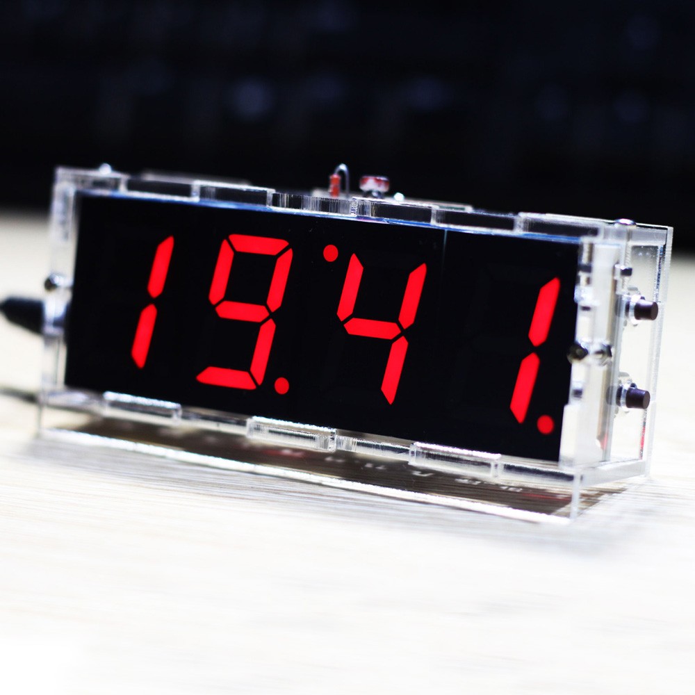 Digital Alarm Clock Digit DIY Electronic Clock Kit Module LED Light Control Temperature Date Time Display Large Screen for Table Desktop