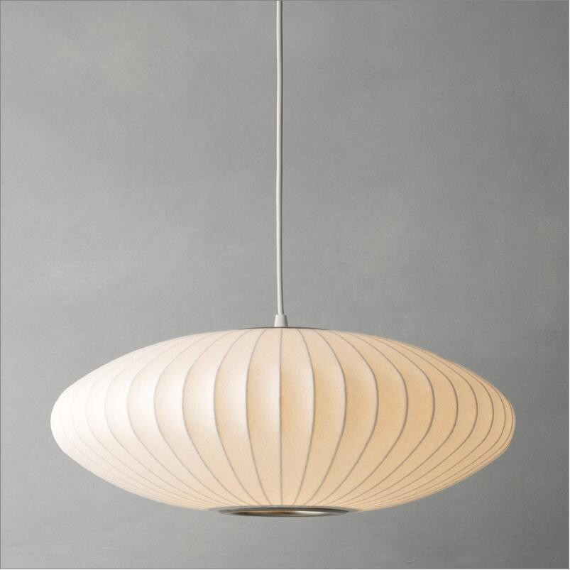 George Nelson Bubble Saucer Lamp E27 LED White Silk Pendant Light White Silk Flat Ball White Silk hanging Lighting