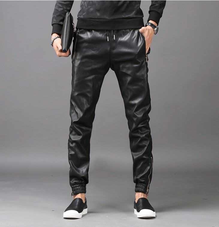 Tsingyi Zipper Faux Leather Harem Pant Men Streetwear Biker Motorcycle Full Length Elastic Waist PU Leather Pencil feet Trousers, Black
Tsingyi Zipper Faux Leather Harem Pant Men Streetwear Biker Motorcycle Full Length Elastic Waist PU Leather Pencil feet Trousers, Black