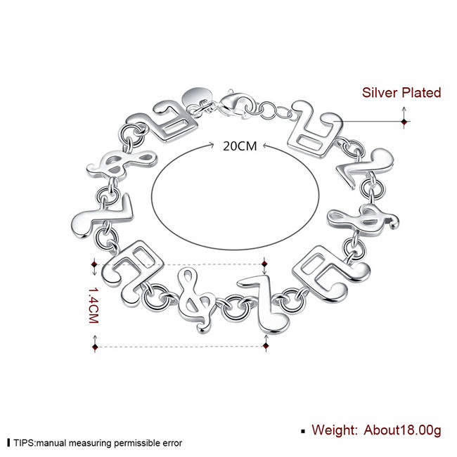 Hot sale best gift 925 silver Music Bracelet DFMCH242, Brand new sterling silver plated Chain link bracelets high grade