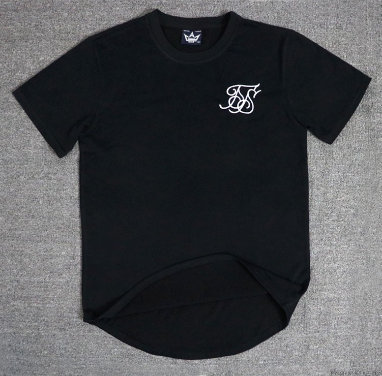 Fashion Summer fitness t shirt Men Hip Hop T Shirts Irregular Curved Hem Short Sleeved Cotton SikSilk T-shirt