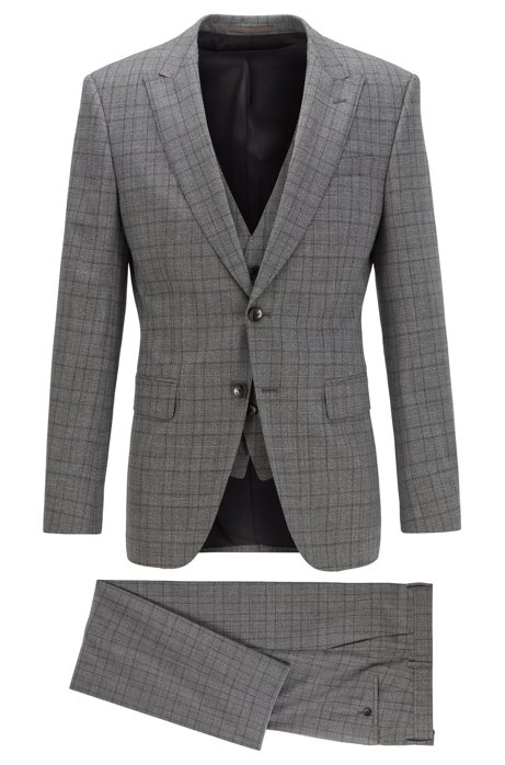 New Fashion Check Plaid Groom Wedding Tuxedos Men Groom Suits Peaked Lapel Two Button Prom Party Blazer Jacket (Jacket+Pants)