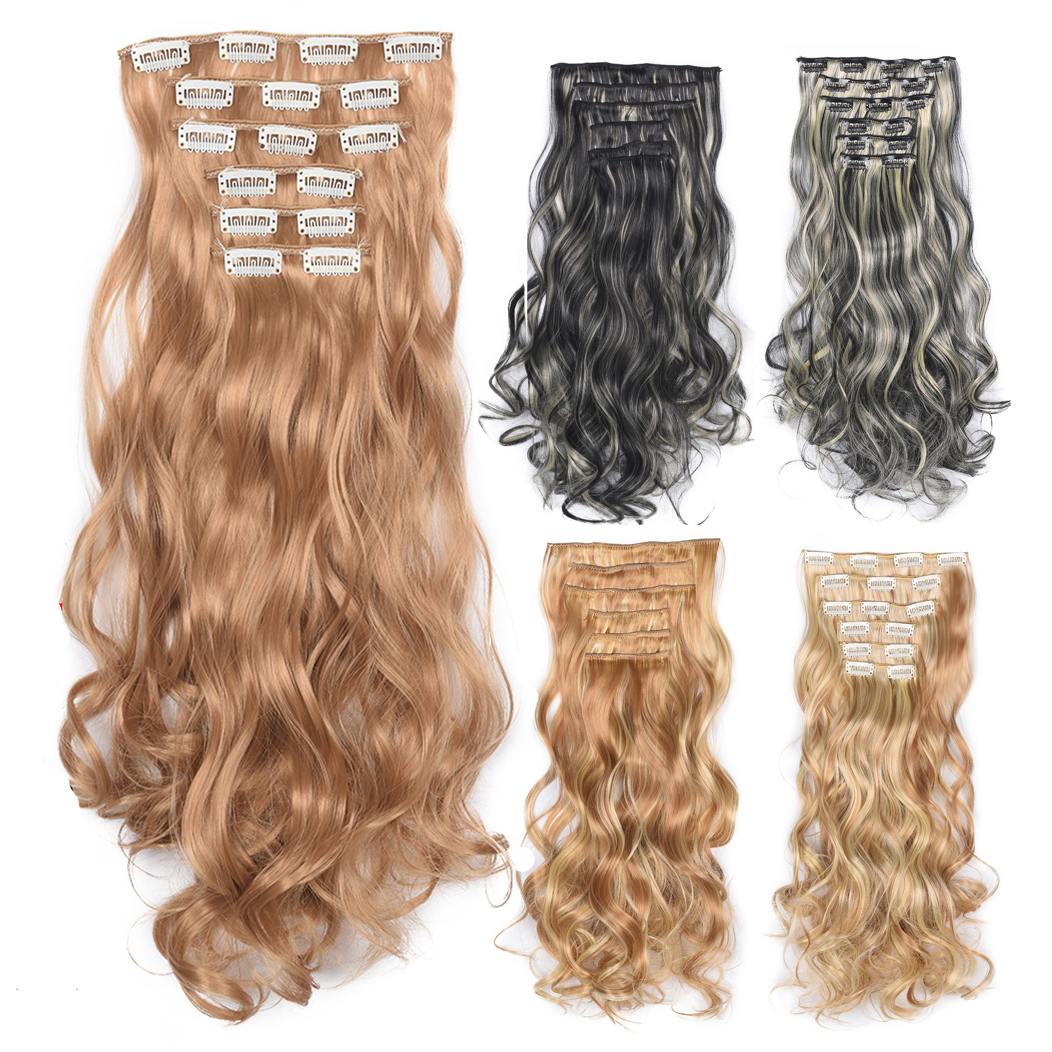Synthetic Clip In Hair Extensions 6pcs/set with 16 Clip Ins Long Wavy Heat Resistant Hairpiece, Black;brown
Synthetic Clip In Hair Extensions 6pcs/set with 16 Clip Ins Long Wavy Heat Resistant Hairpiece, Black;brown