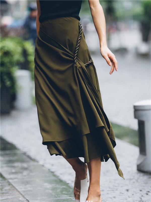 2020 Spring Summer Women Irregular Midi Skirt New Braided Knotted Decoration Ladies High Waist A-line Female Long Skirt 
2020 Spring Summer Women Irregular Midi Skirt New Braided Knotted Decoration Ladies High Waist A-line Female Long Skirt